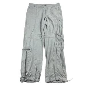 Sincerely Jules Cargo Linen Pants Women's Medium Light Grey Green Breezy